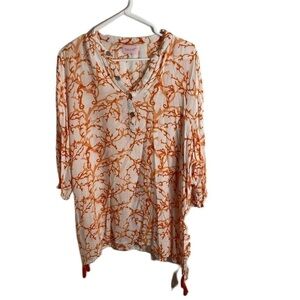 Top It Off Tunic One Size Orange Sea Horse Beach Coverup Swim Shirt
